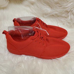 Citi Steps Women's Red Knit Lace Up Sneaker SZ 11